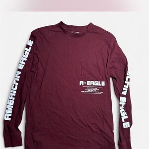 American Eagle Outfitters Burgundy Long Sleeve Tee